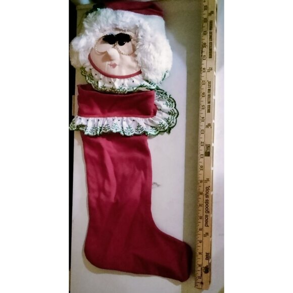 MR Mrs Claus Christmas Stockings Santa Claus Couple Large Plush head Handmade - Picture 9 of 16